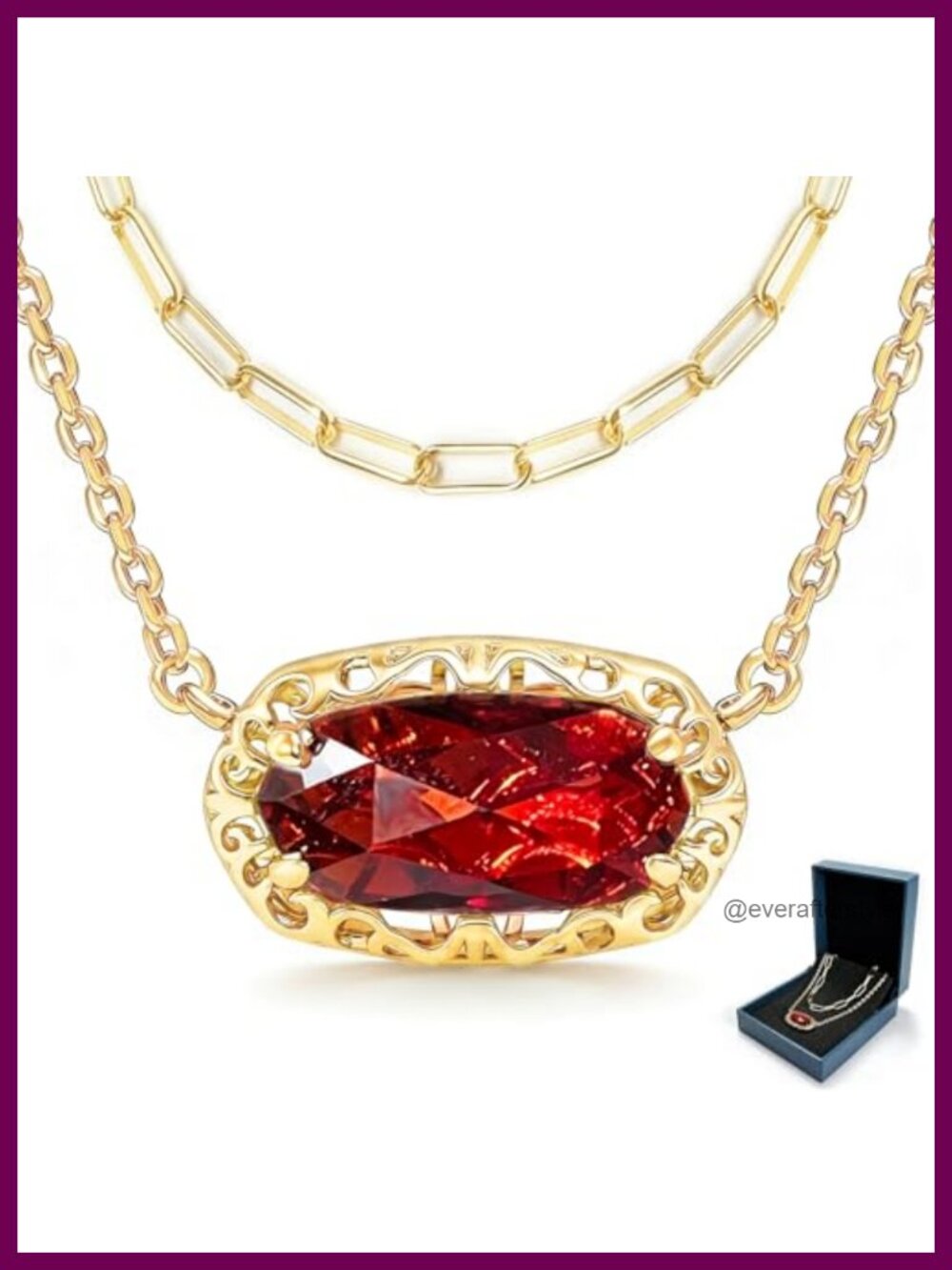 18K Gold Plated Birthstone Pendant Necklace with Chain